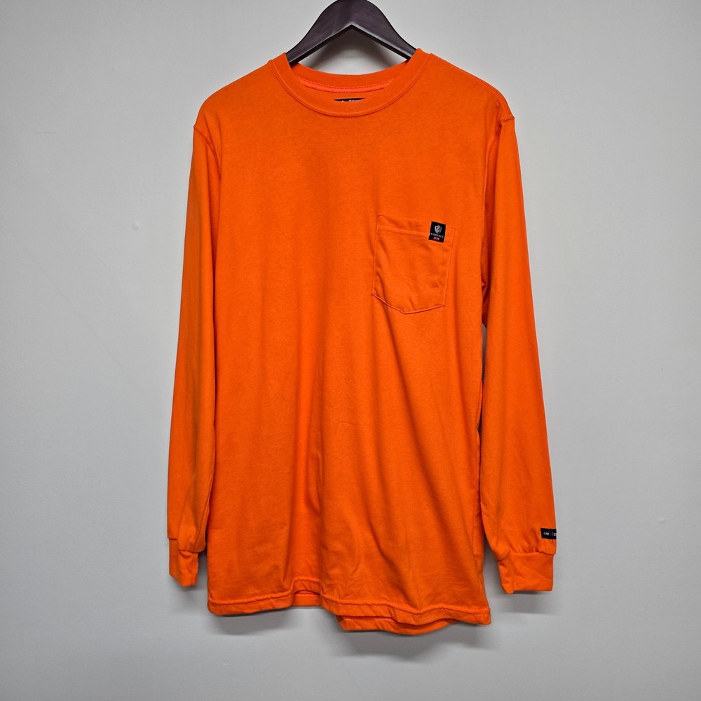 Tyndale Workwear FR Shirt Mens Medium Orange Long Sleeve Flame Resistant Safety
